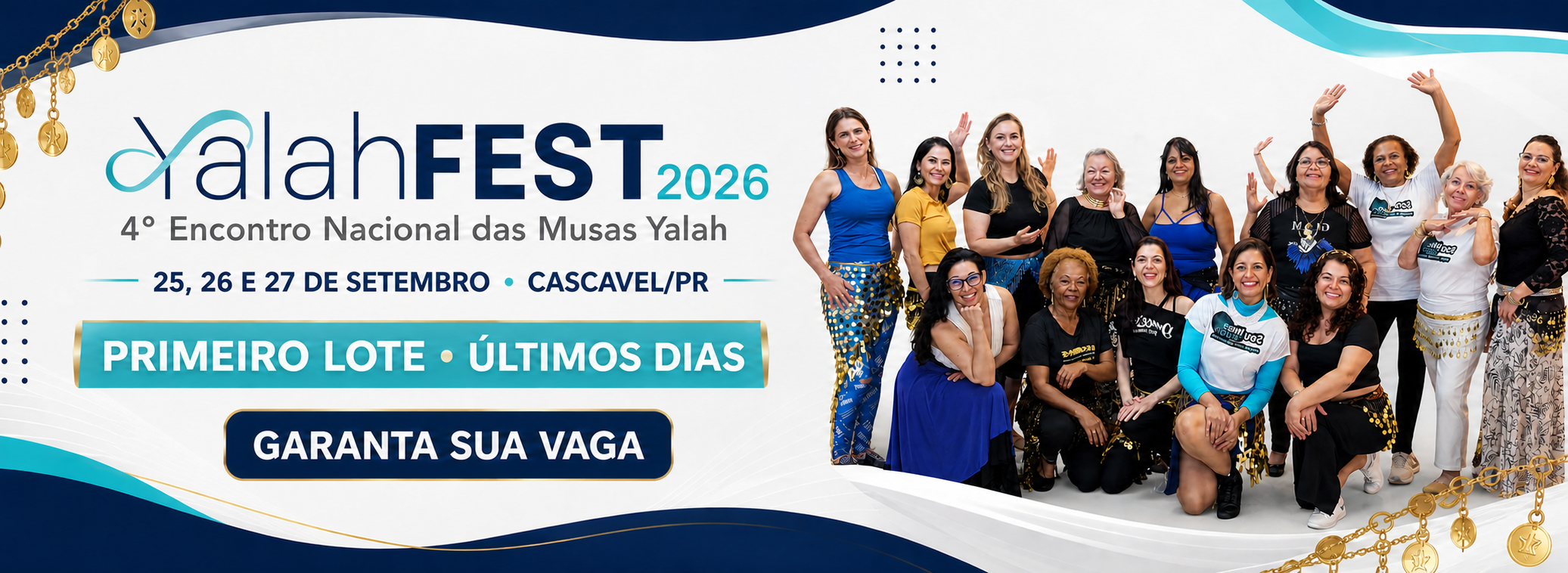 YalahFest 2026, dias 25, 26 e 27 de setembro, em Cascavel, Paraná. Primeiro lote, últimos dias. Garanta sua vaga.